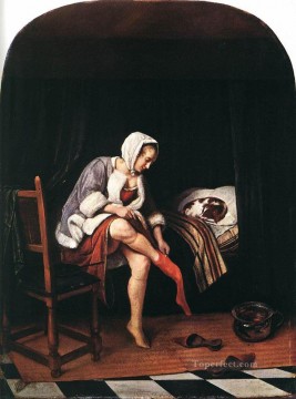  Manan Pintura - El baño de la mañana 1665 pintor de género holandés Jan Steen